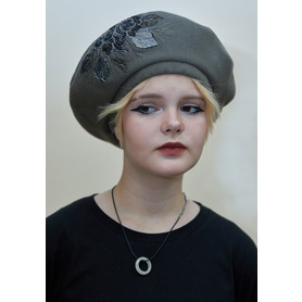 Берет цвет темный хаки, шерсть- фото 1