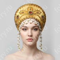Кокошник Отрада, золотистый с золотом