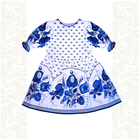 Платье лен, Гжель-3