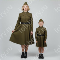 Платье Солдатка, габардин, хаки